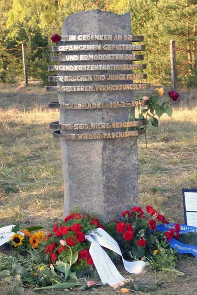Memorial stone youth concentration camp Uckermark inaugurated at the liberation ceremony in 2009 